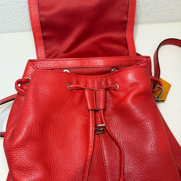 Coach Park Vermilion Red Pebbled Leather Backpack F24385 - Picture 12 of 13